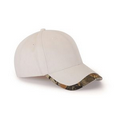 Brushed Cotton Twill Baseball Cap w/Camouflage Roll up Visor